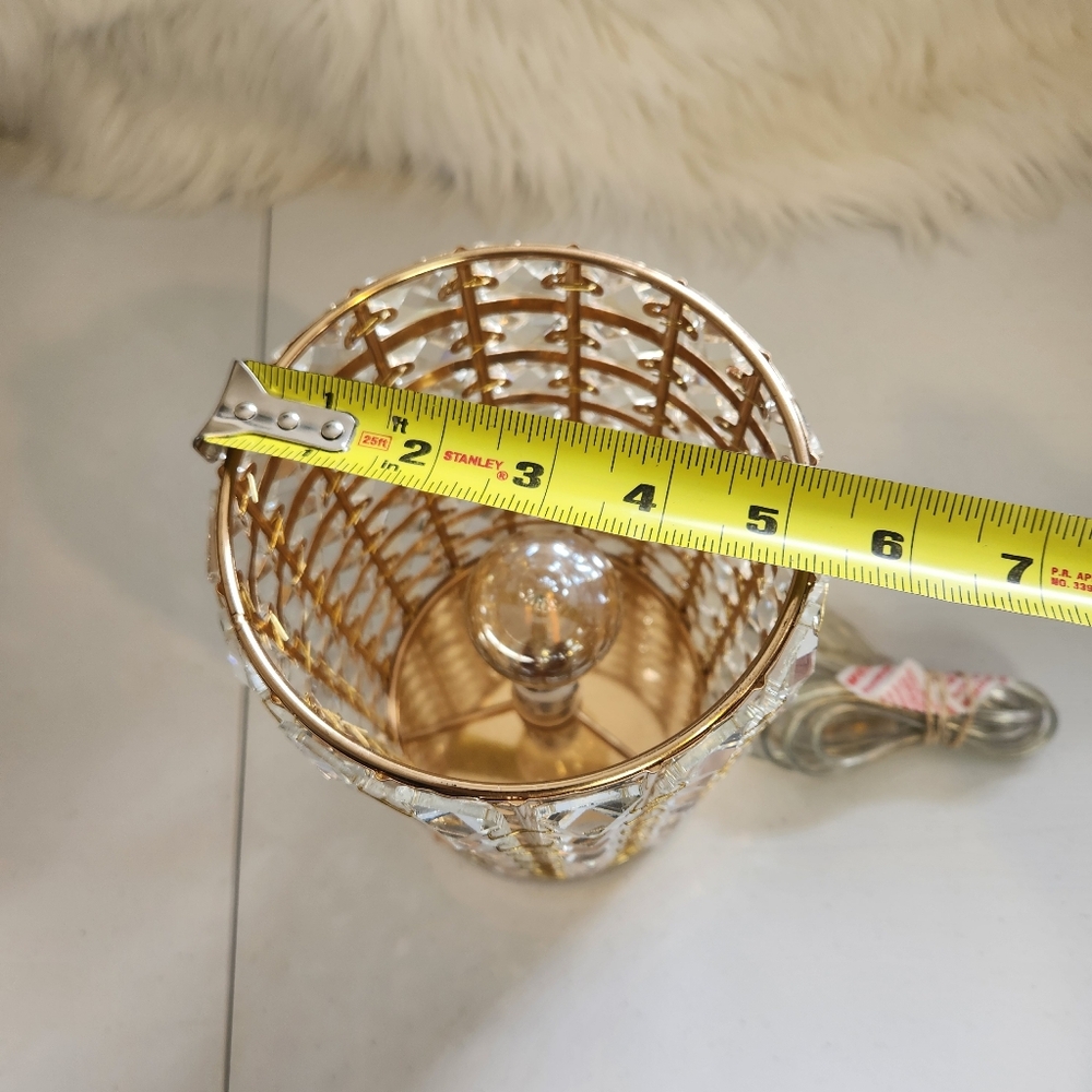 Gold Crystal Diamond Type Desk Lamp Shade Vanity Bedroom Light Home Decor Luxury - Picture 7 of 11